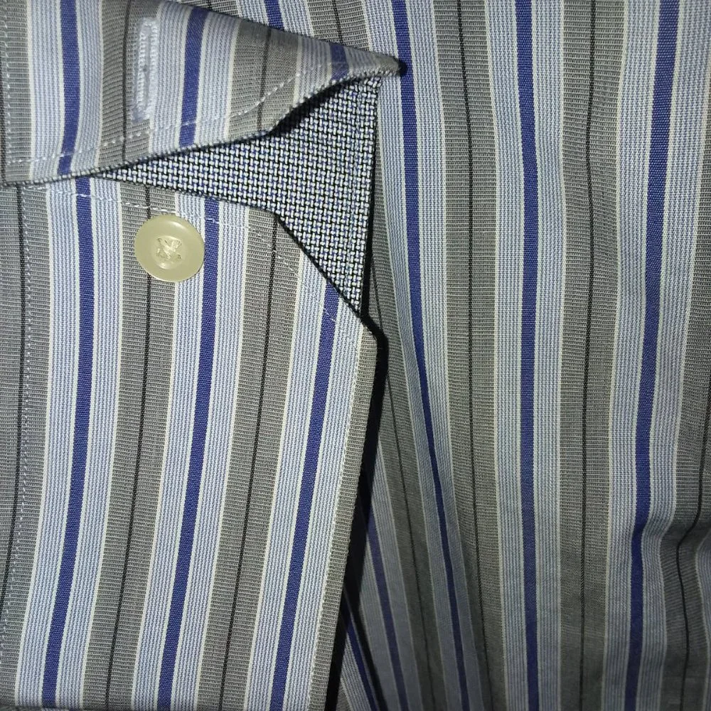Banana Republic Blue/Gray Striped Shirt Sz L